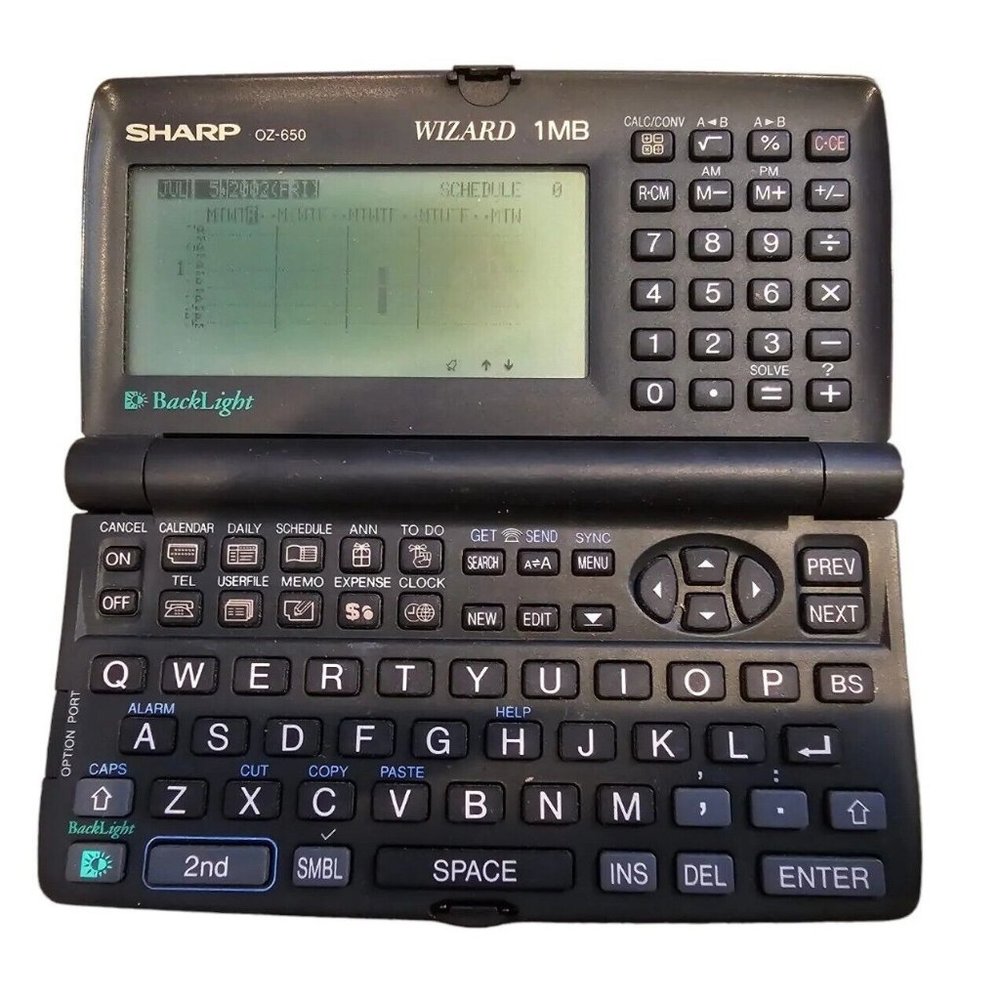 Sharp OZ-650 Wizard 1MB PDA Personal Pocket Organizer Black Backlight FOR PARTS